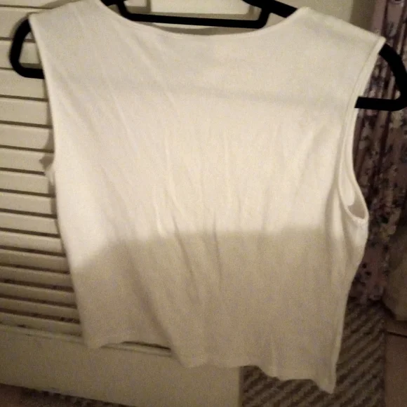 Fancy v neck beaded white top. - Picture 3 of 3